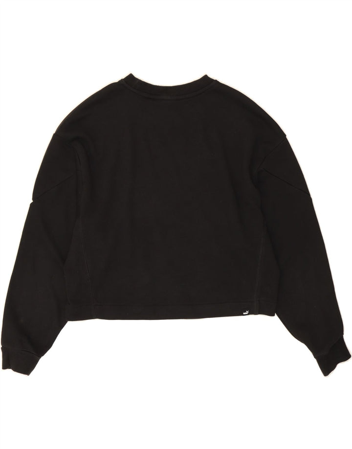 PUMA Womens Crop Sweatshirt Jumper UK 14 Medium Black Colourblock Cotton Vintage Puma and Second-Hand Puma from Messina Hembry 