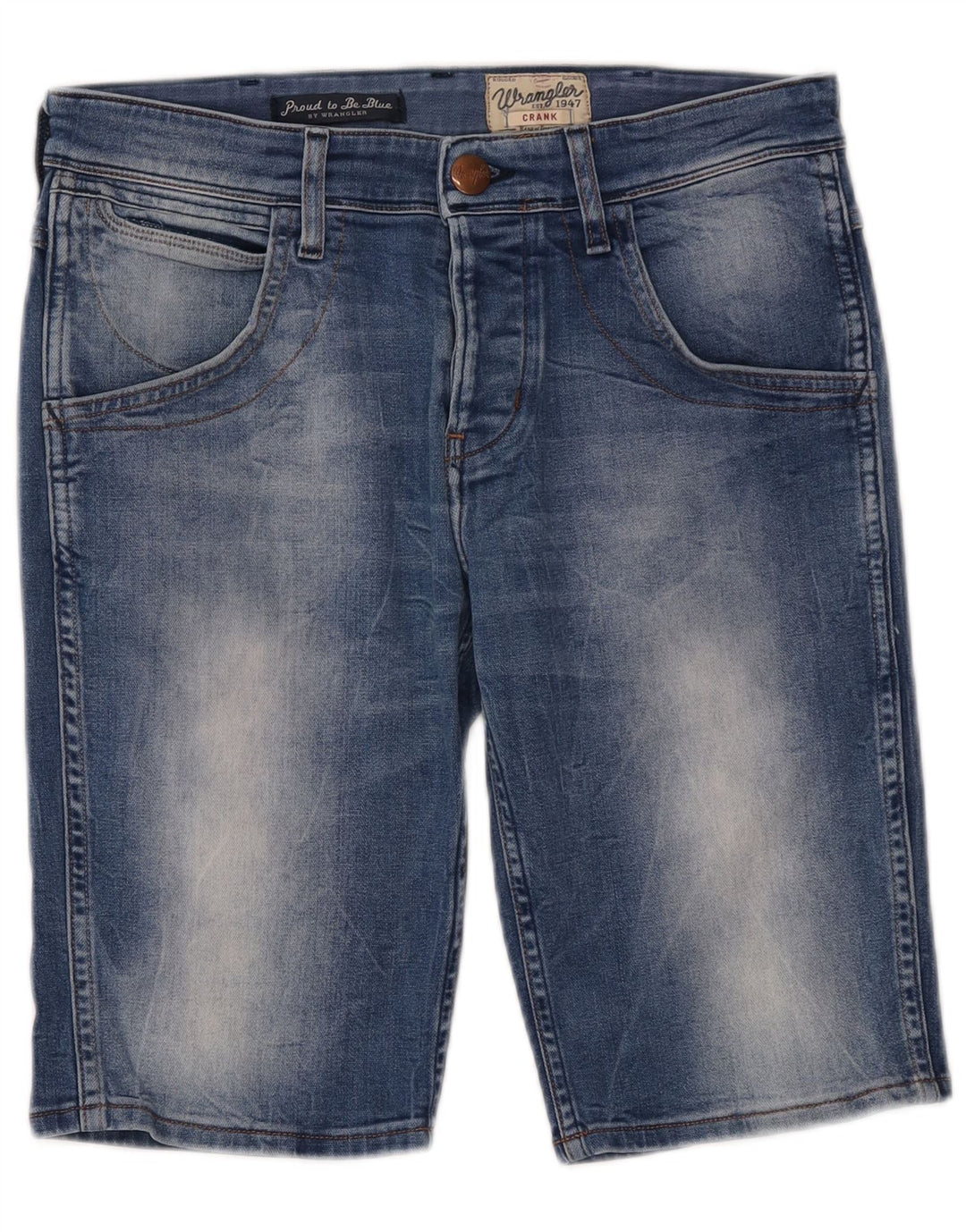 Pantaloncini di jeans Wrangler da uomo Crank W30 cotone blu medio