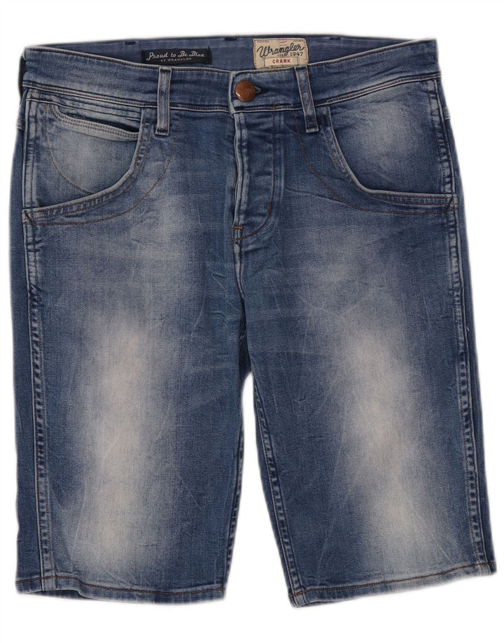 Pantaloncini di jeans Wrangler da uomo Crank W30 cotone blu medio