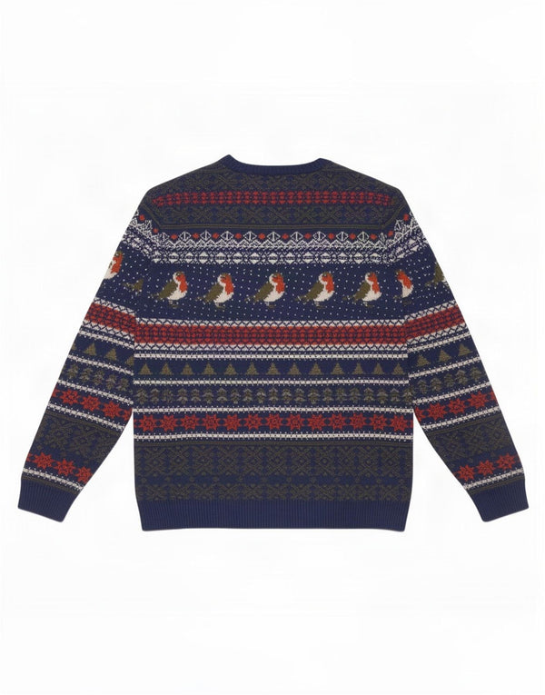 Marks & Spencer Maglione da uomo con scollo a barca XL Blu navy Fair Isle