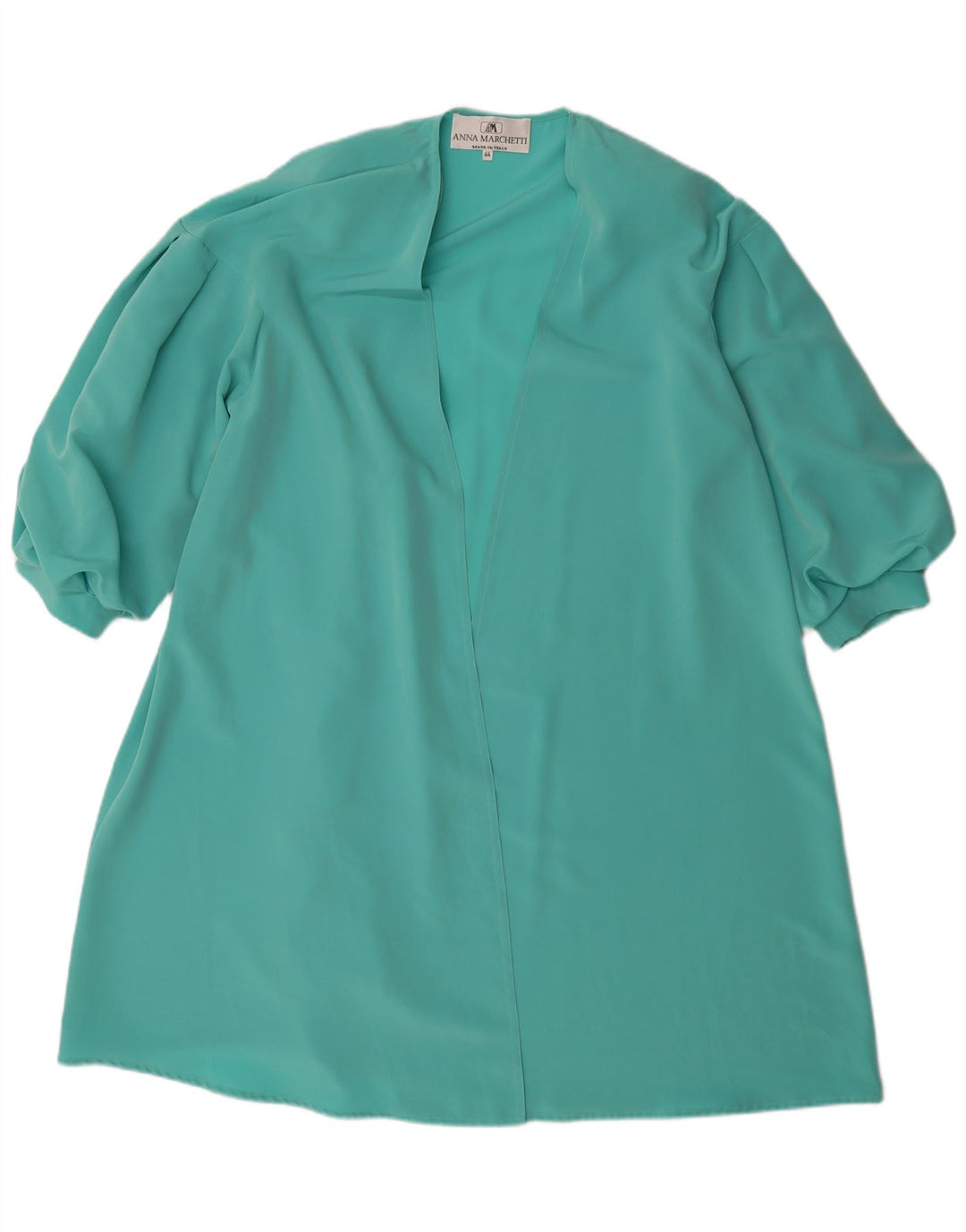 Top cardigan oversize con maniche a 3/4 vintage da donna IT 44 turchese medio