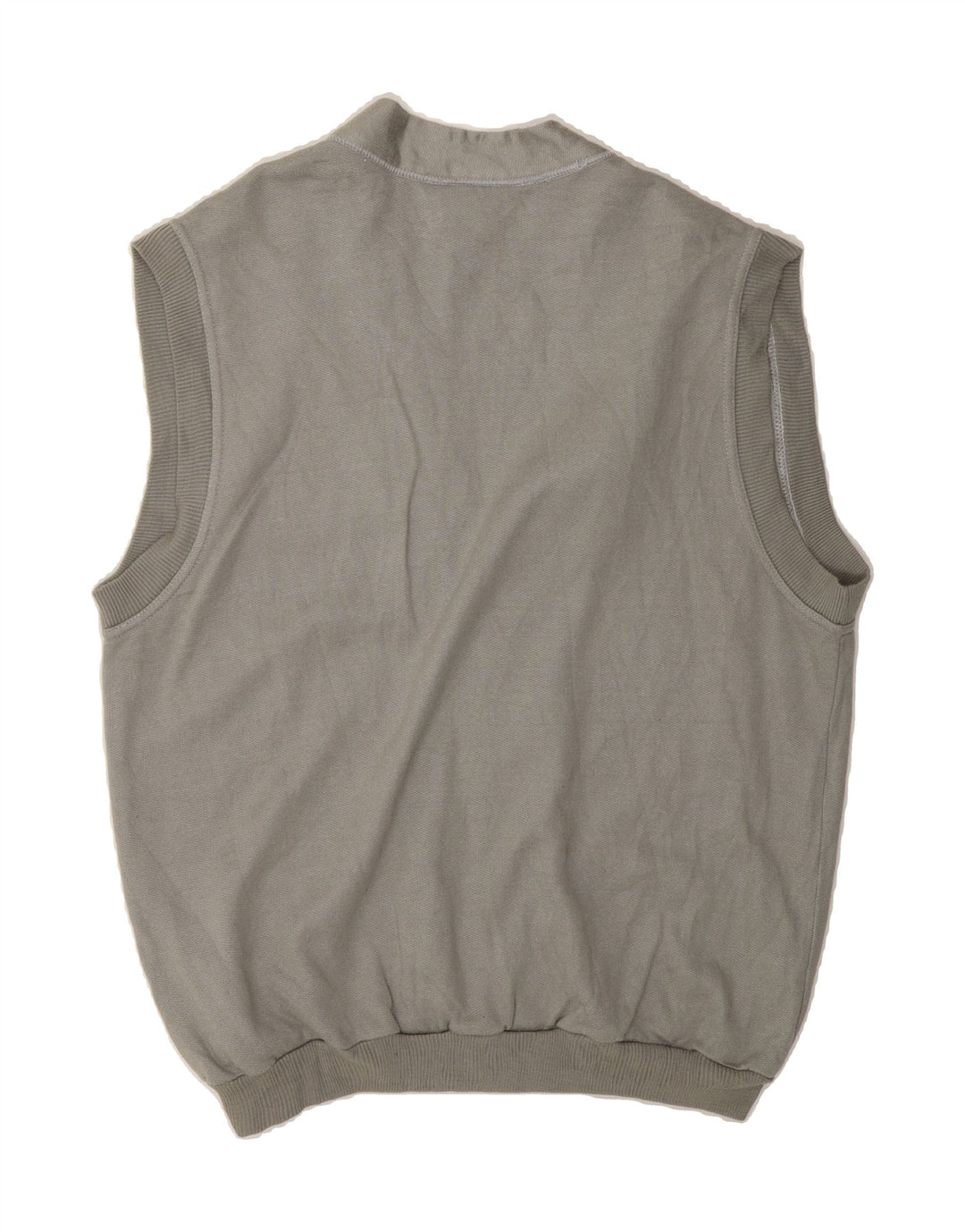 VINTAGE Mens Sleeveless Cardigan Sweater Large Grey Cotton Vintage Vintage and Second-Hand Vintage from Messina Hembry 