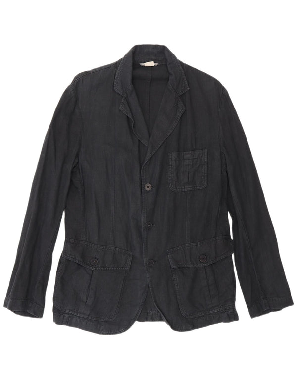 Giacca blazer da uomo a 3 bottoni Zara UK 40 grande lino blu navy