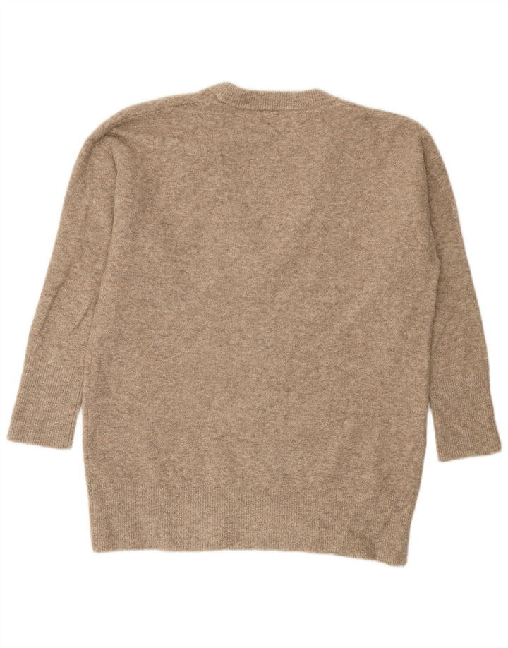 Maglione oversize con scollo a V da donna Zara UK 10 piccolo beige screziato