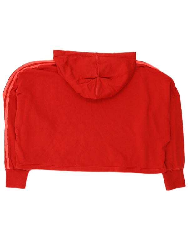 Maglione con cappuccio oversize corto da donna Adidas UK 14 cotone rosso medio