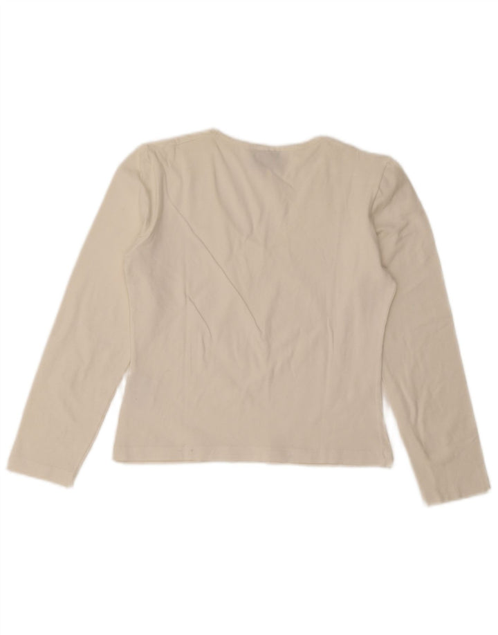 Lee Top corto da donna a maniche lunghe UK 14 grande cotone bianco