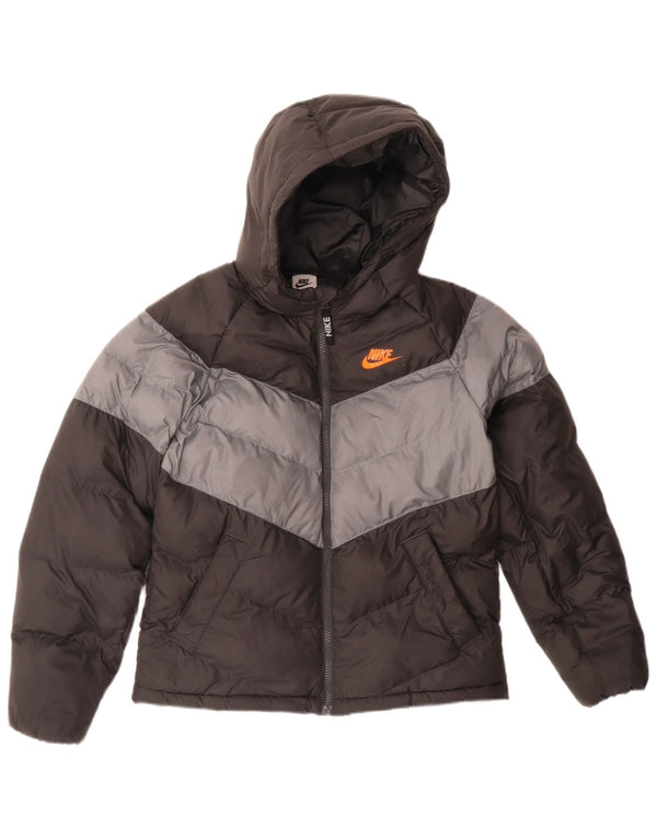 Giacca imbottita con cappuccio Nike da ragazzo 12-13 anni Large Black Colourblock