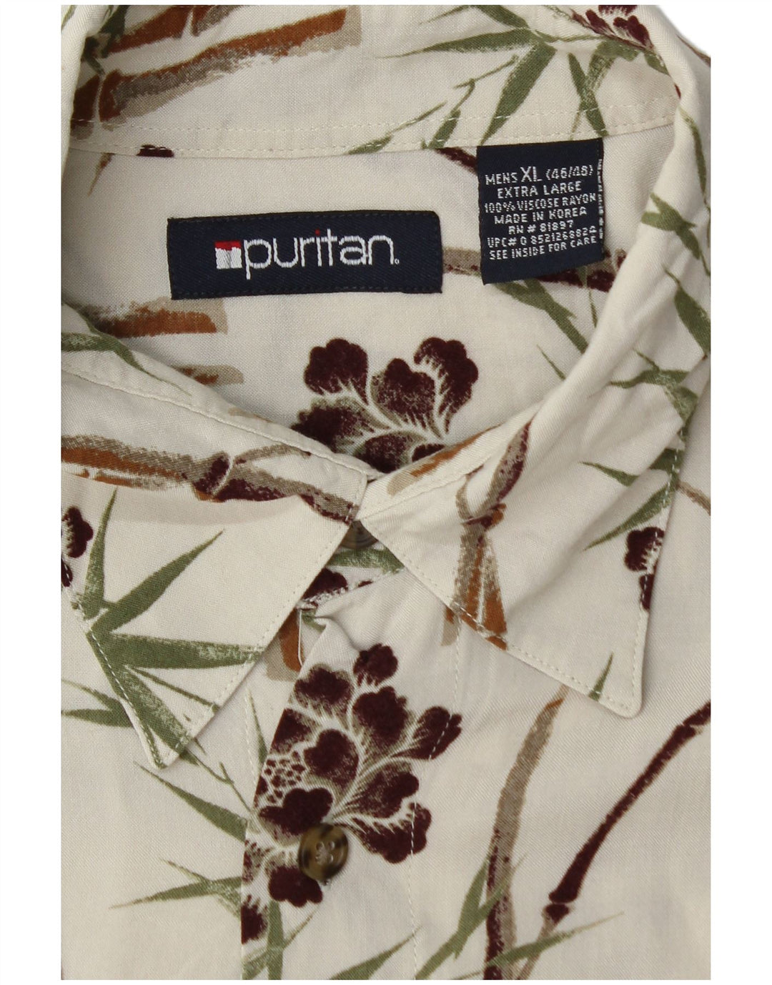 Camicia a maniche corte da uomo PURITAN XL in viscosa floreale bianca