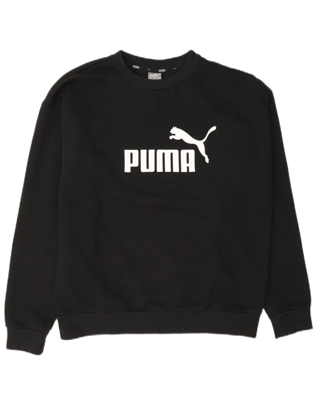 Felpa grafica da donna Puma Jumper UK 14 Medium Black Cotton