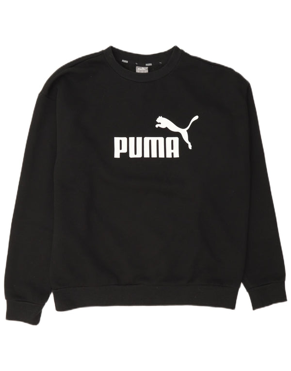 Felpa grafica da donna Puma Jumper UK 14 Medium Black Cotton