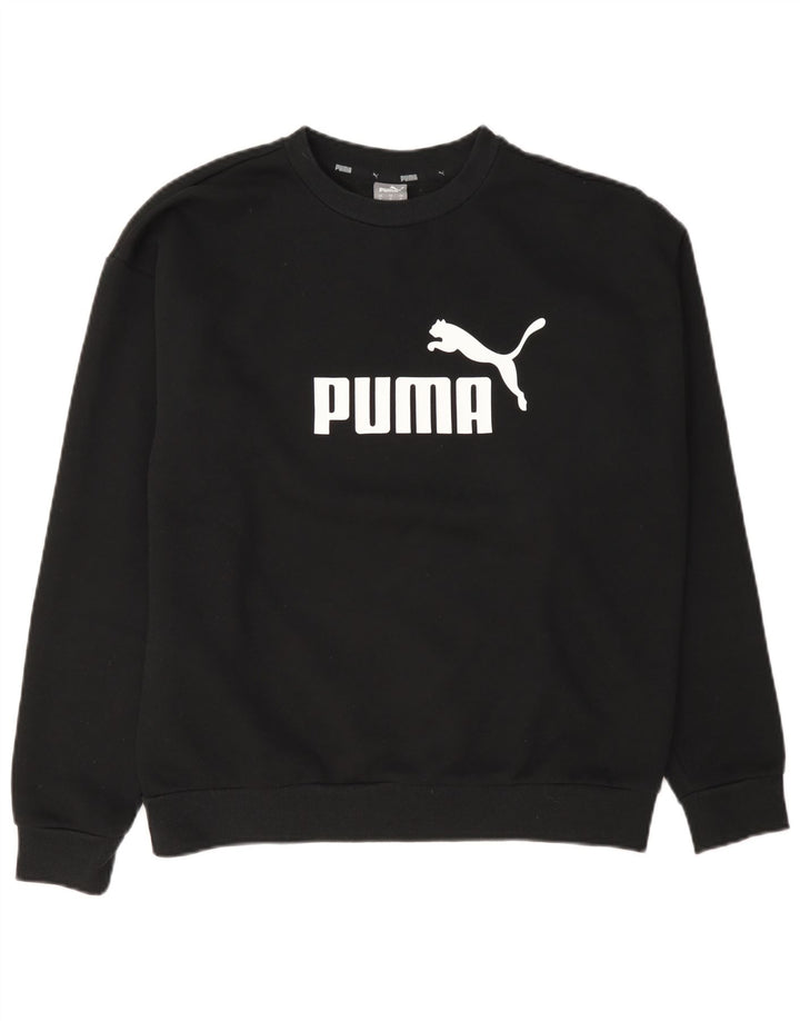 Felpa grafica da donna Puma Jumper UK 14 Medium Black Cotton