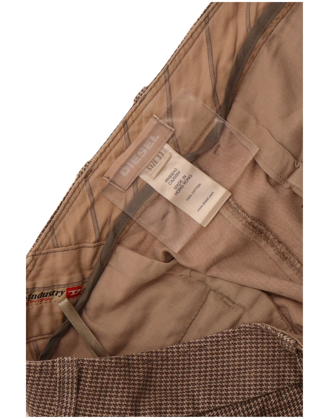Pantaloni chino dritti da uomo Diesel W33 L33 cotone pied de poule grigio