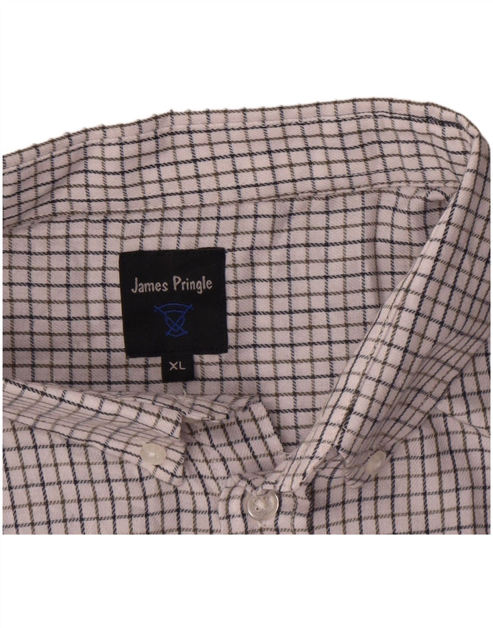 Camicia da uomo James Pringle XL poliestere a quadri bianchi