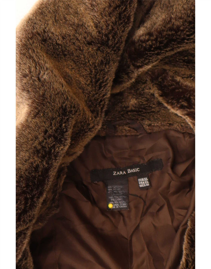 Giacca imbottita da donna Zara UK 18 XL nylon marrone