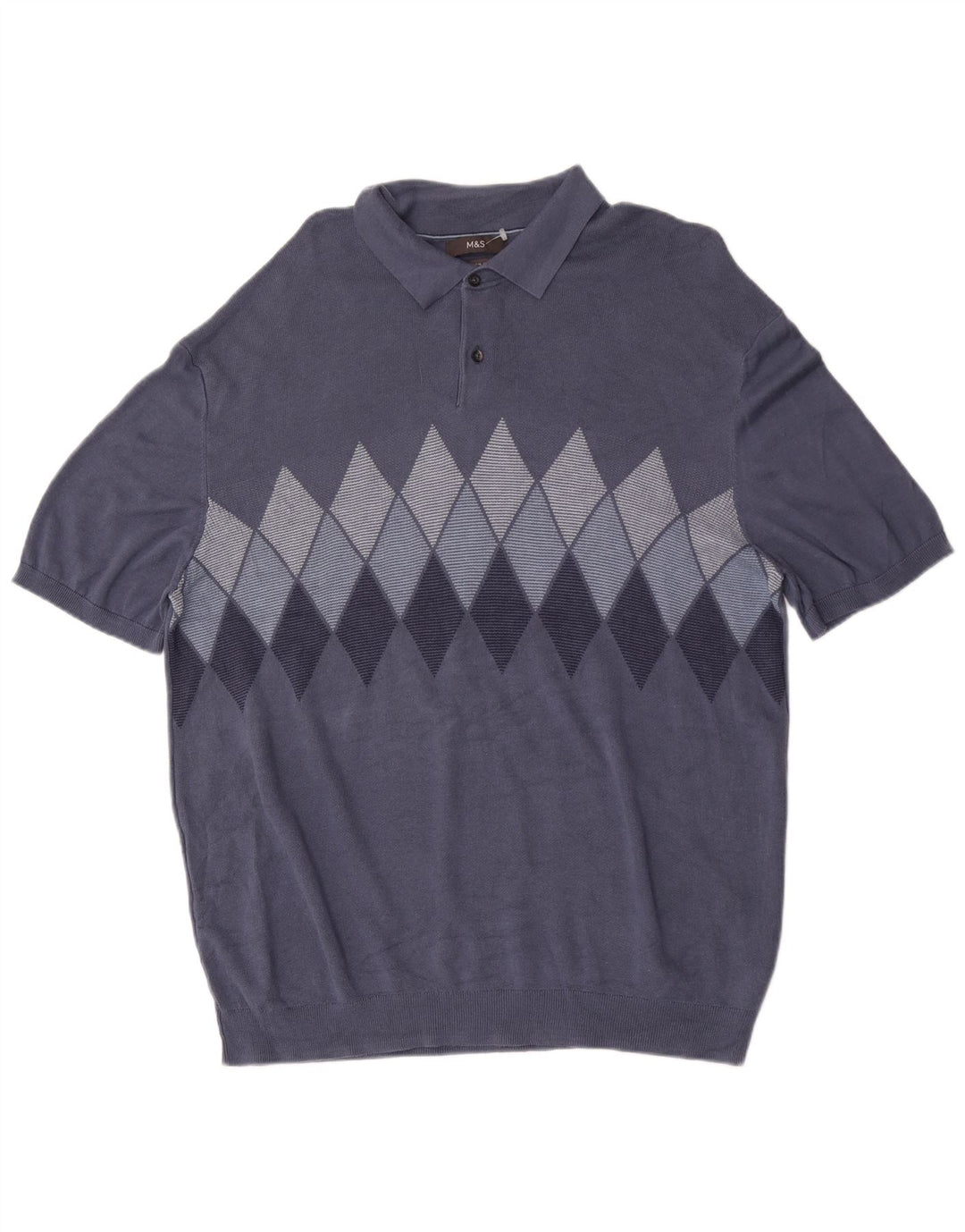 Maglione maglione collo alto da uomo Marks & Spencer 2XL blu a rombi/diamante