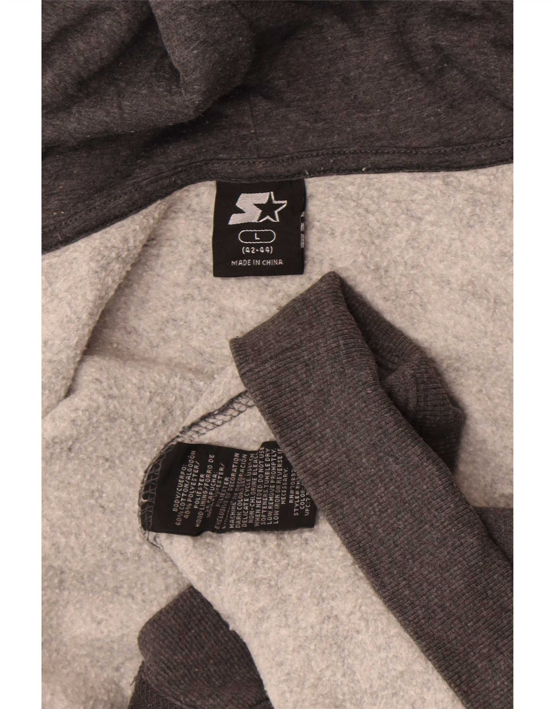Maglione con cappuccio e zip da uomo Starter grande in cotone grigio