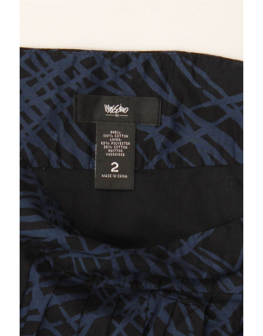 MOSSIMO Womens Abstract Pattern A-Line Skirt US 2 XS W30  Navy Blue Cotton Vintage Mossimo and Second-Hand Mossimo from Messina Hembry 