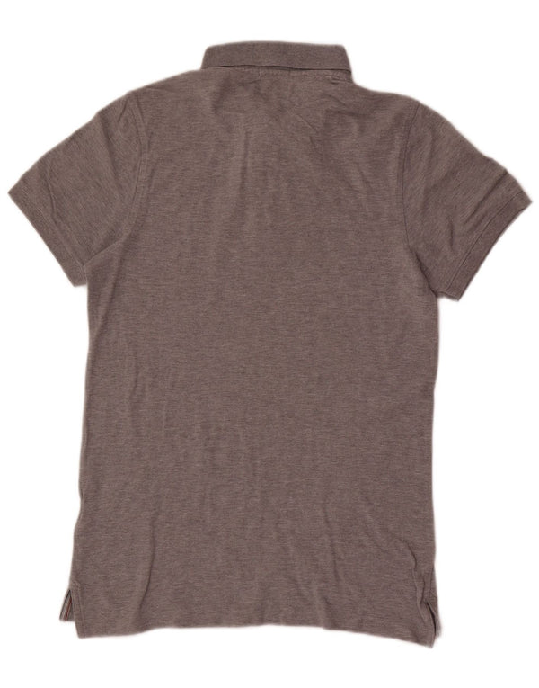 Polo da uomo slim fit Tommy Hilfiger in cotone chiazzato grigio medio