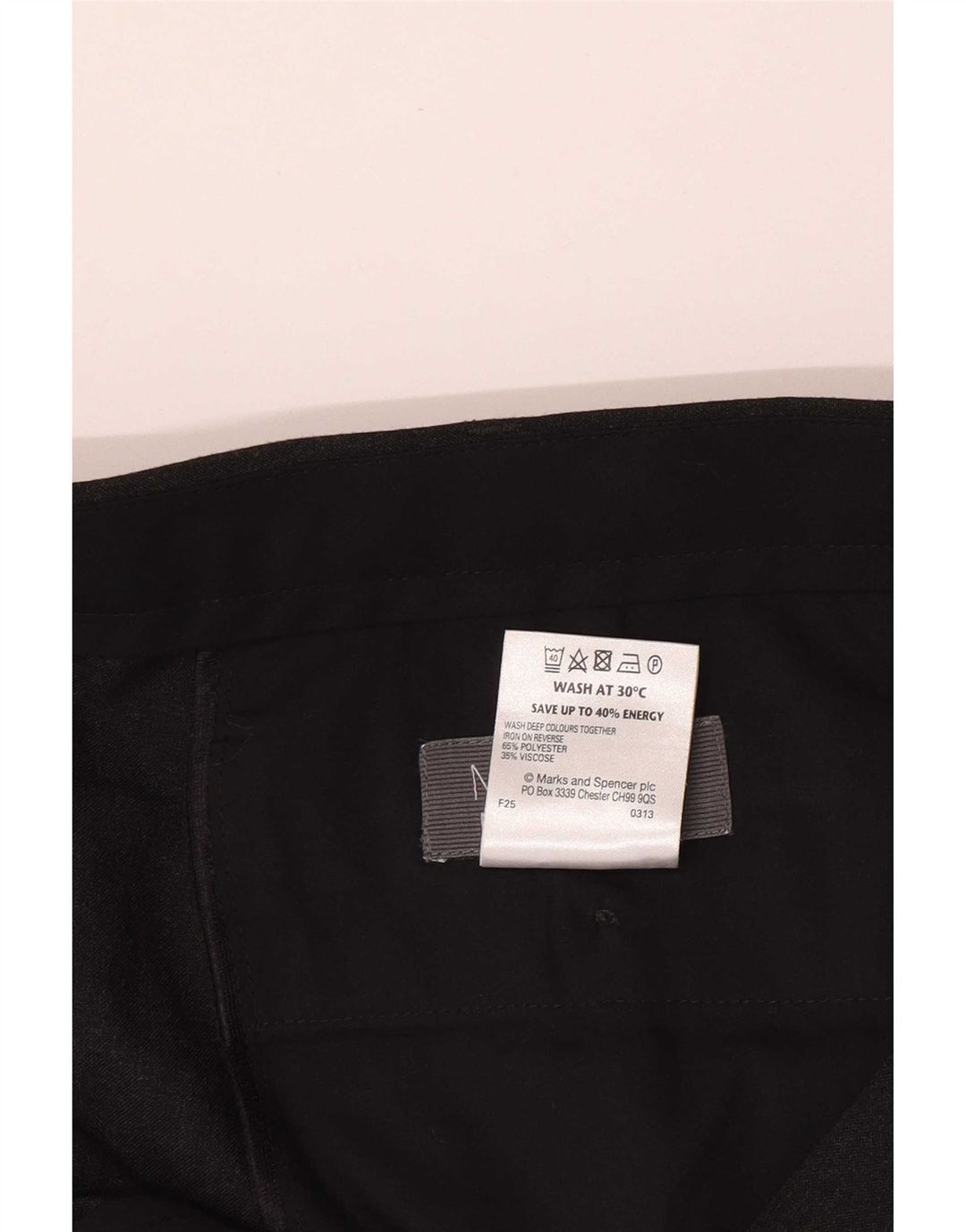 Pantaloni da abito dritti da uomo Marks & Spencer W42 L33 poliestere nero
