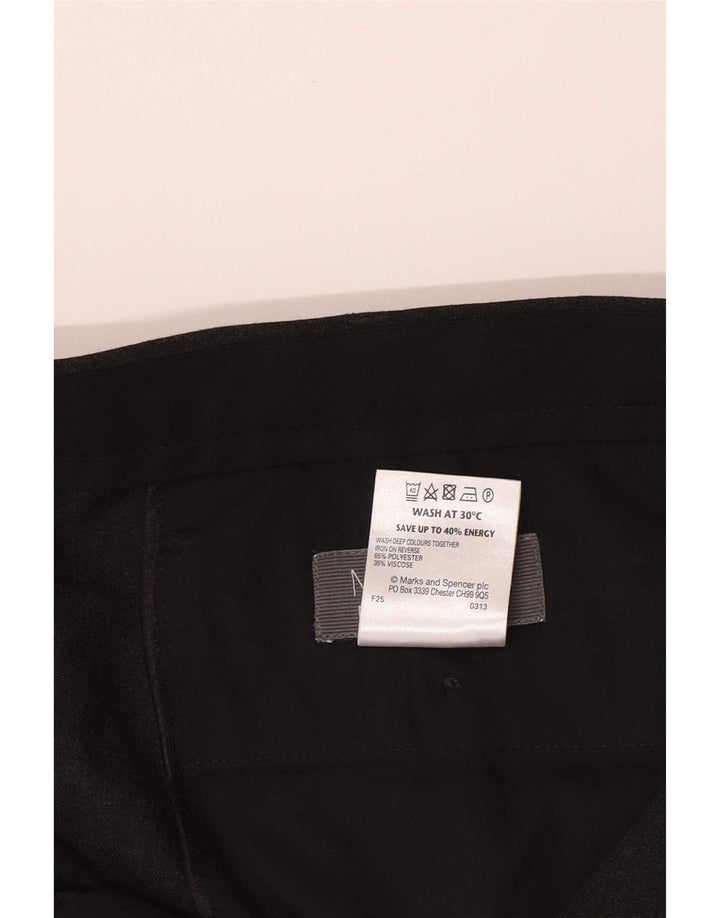 Pantaloni da abito dritti da uomo Marks & Spencer W42 L33 poliestere nero