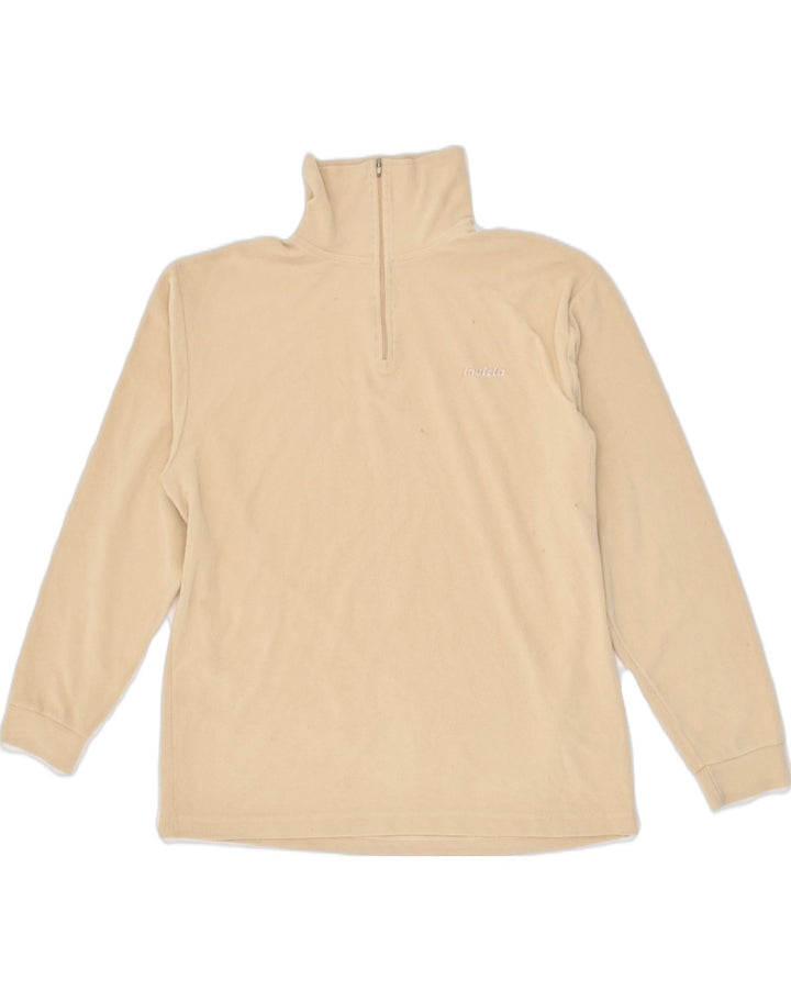 INVICTA Mens Zip Neck Fleece Jumper Large Beige Polyester Vintage Invicta and Second-Hand Invicta from Messina Hembry 