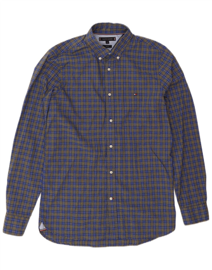 Camicia slim fit da uomo Tommy Hilfiger in cotone a quadri blu medio