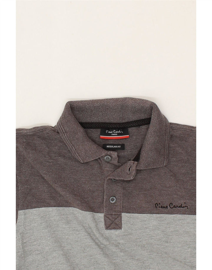 PIERRE CARDIN Mens Regular Fit Polo Shirt Small Grey Colourblock Polyester Vintage Pierre Cardin and Second-Hand Pierre Cardin from Messina Hembry 