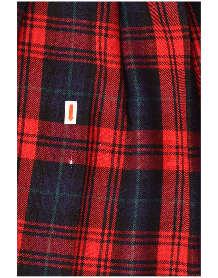 Gonna a pieghe vintage da donna a coltello IT 42 Media W28 Lana vergine a quadri rossi