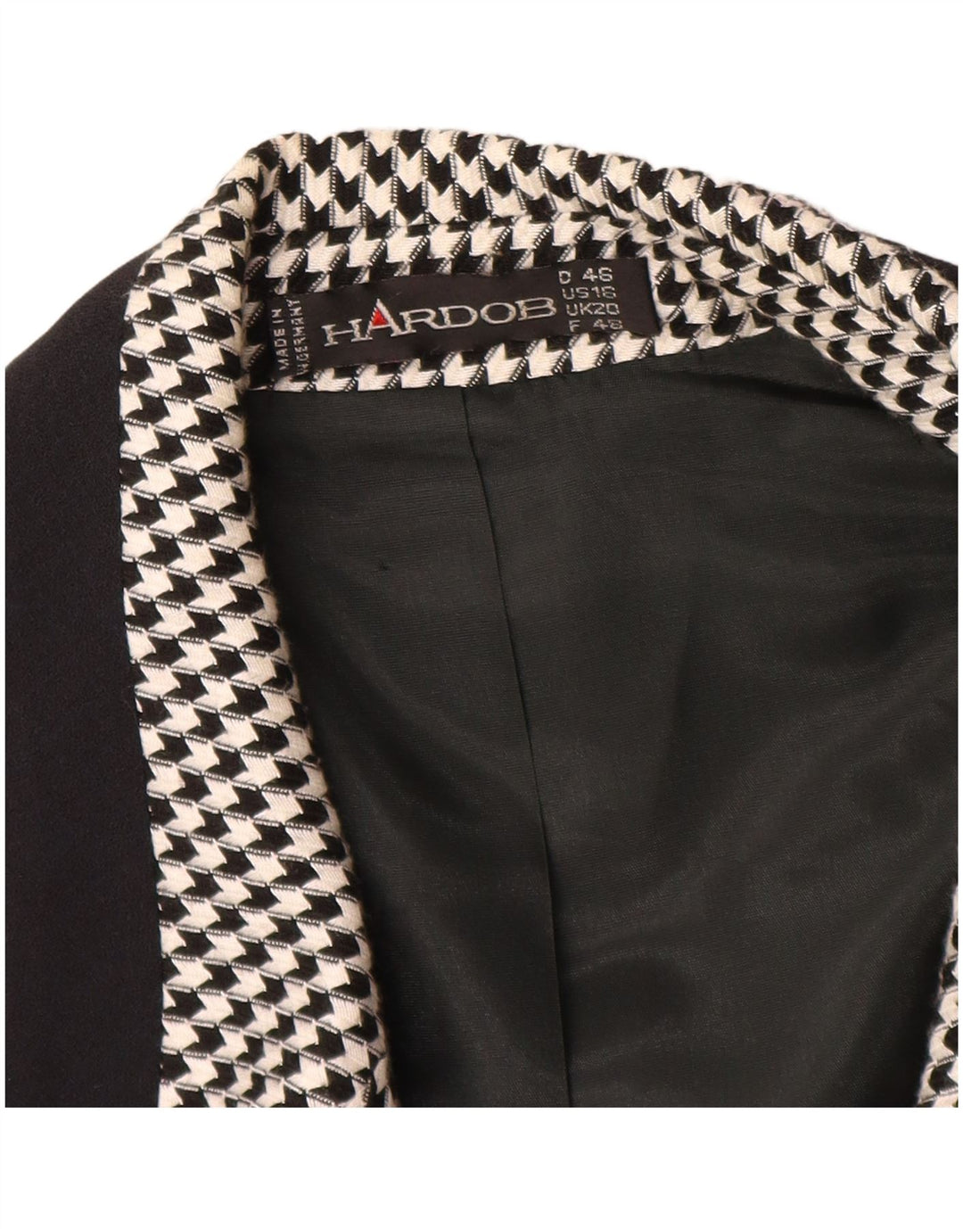 Giacca blazer doppiopetto da donna Hardob UK 20 2XL pied de poule nero