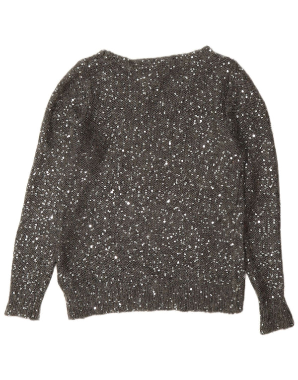 Maglione maglione con scollo a barca da donna Marks & Spencer UK 12 Poliestere grigio medio