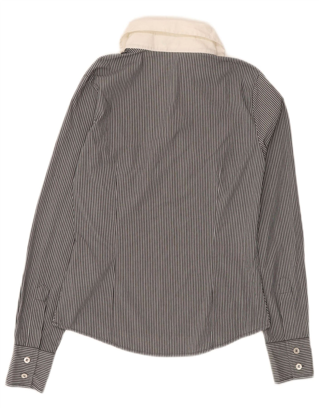 Camicia pullover da donna BENETTON UK 6 XS cotone gessato nero