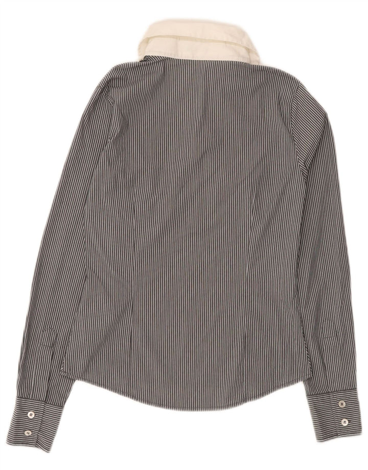 Camicia pullover da donna BENETTON UK 6 XS cotone gessato nero