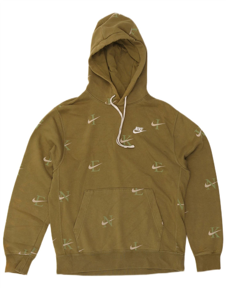 Felpa con cappuccio grafica Nike da uomo in cotone kaki medio