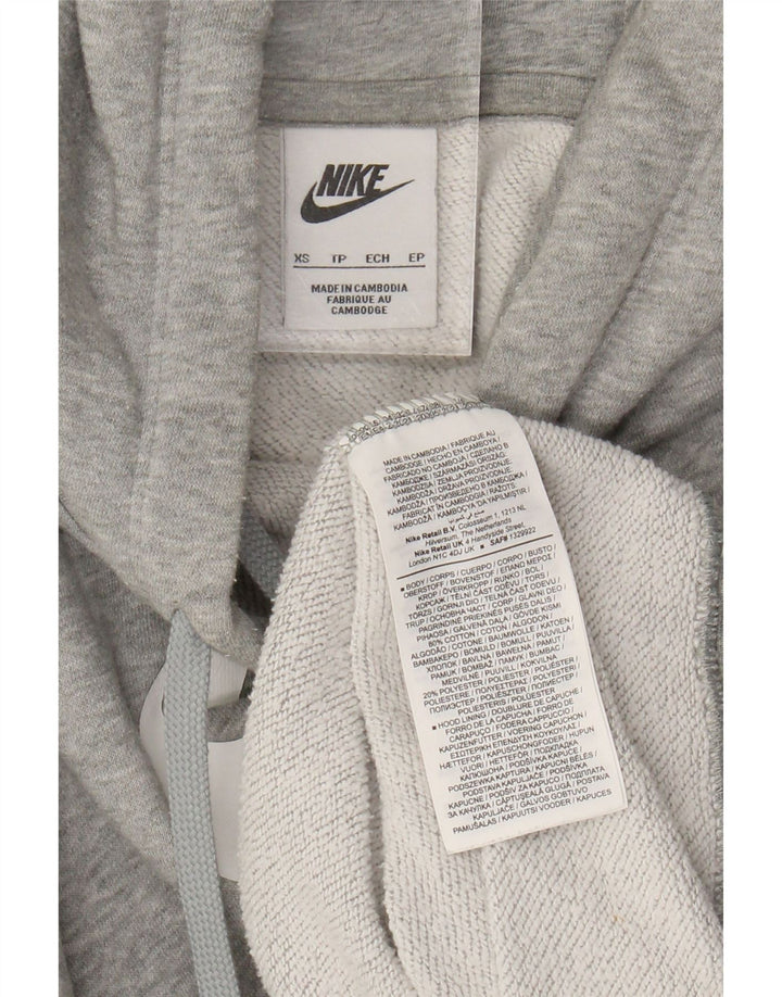 NIKE Felpa con cappuccio grafica oversize da donna UK 6 XS Cotone chiazzato grigio