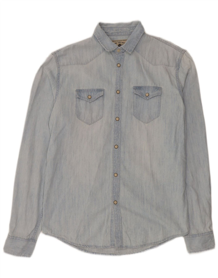 Camicia in denim da uomo Zara blu medio