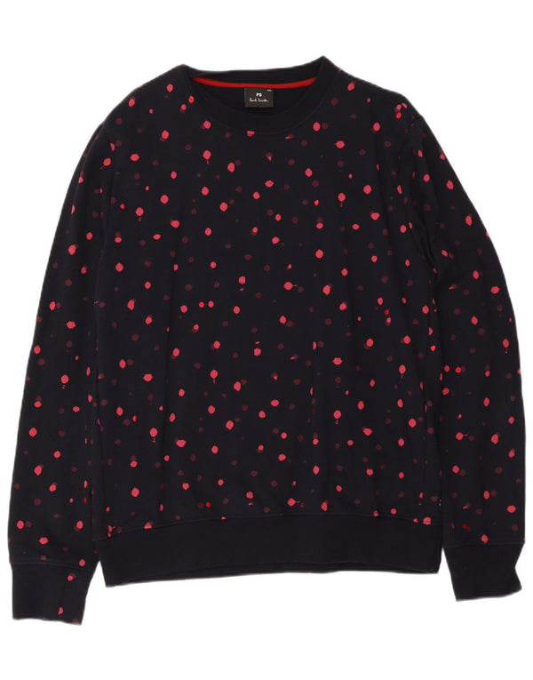 Felpa da donna Paul Smith Maglione UK 20 2XL Cotone maculato blu navy