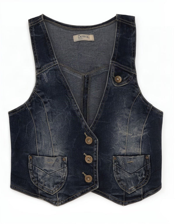 Gilet in denim da donna Pimkie UK 8 piccolo blu