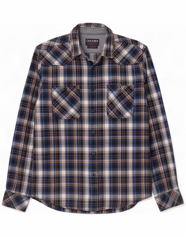 Jack & Jones Camicia grafica da uomo a quadri blu medio