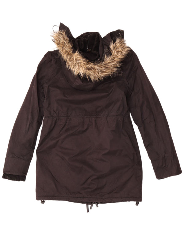 Parka da donna con cappuccio grafico Superdry UK 16 grande cotone nero