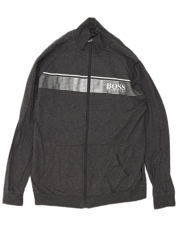 Giacca da tuta da uomo Hugo Boss in cotone grigio medio