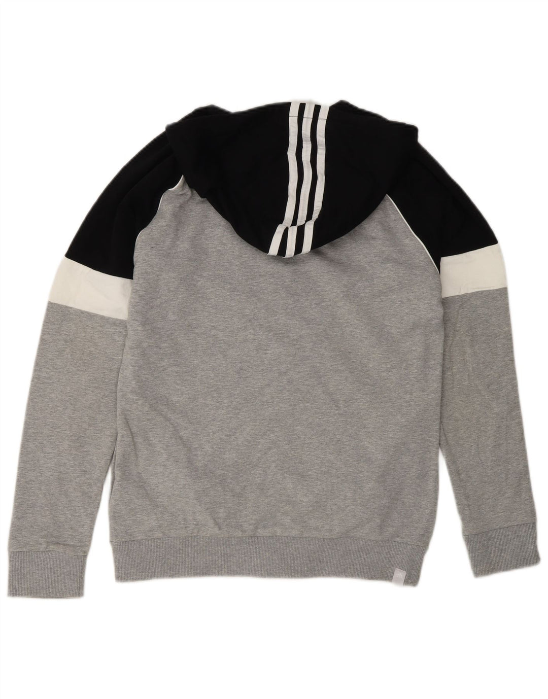 Maglione con cappuccio e zip da uomo Adidas in cotone color block grigio medio