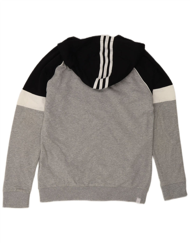 Maglione con cappuccio e zip da uomo Adidas in cotone color block grigio medio