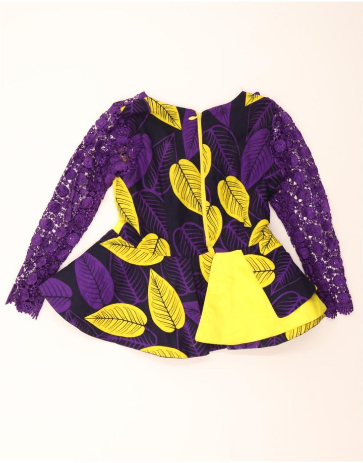VINTAGE Womens Abstract Pattern Long Sleeve Blouse Top UK 10 Small Purple Vintage Vintage and Second-Hand Vintage from Messina Hembry 