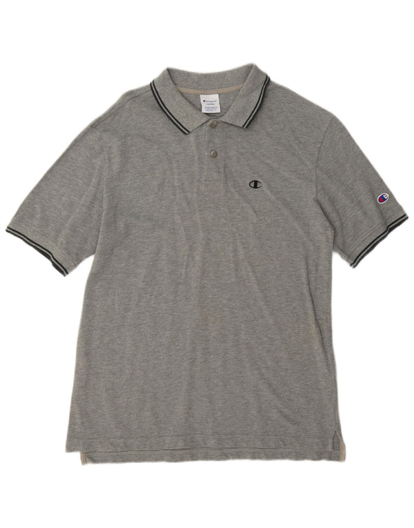 Polo da uomo Champion a righe grandi grigie