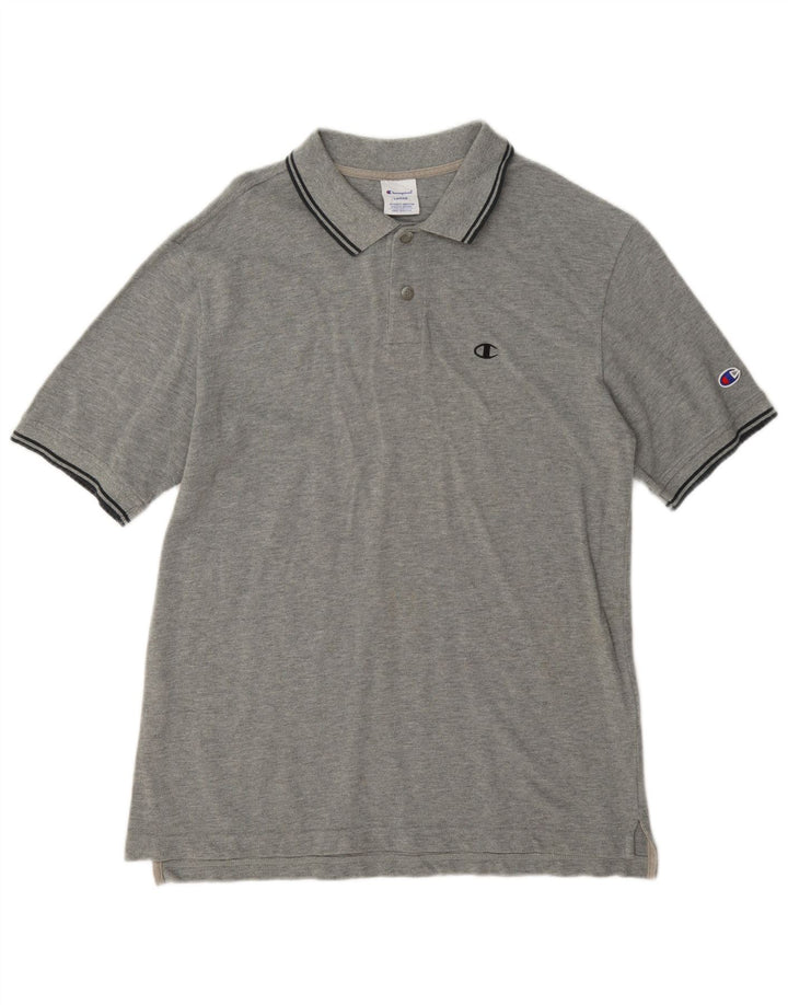 Polo da uomo Champion a righe grandi grigie