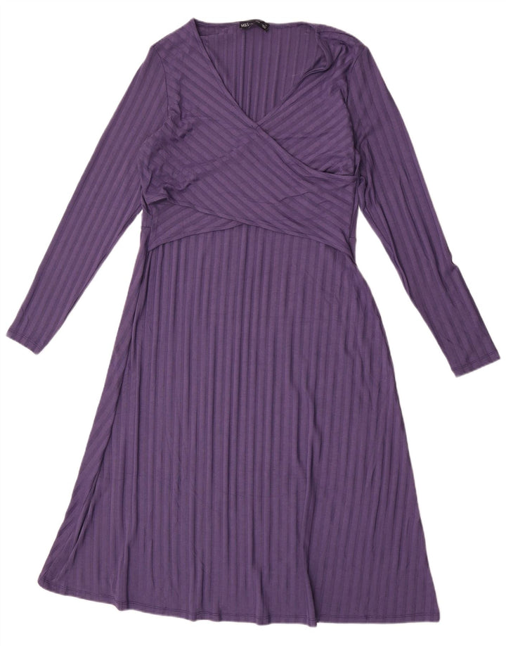 Abito a trapezio da donna Marks & Spencer UK 14 a righe viola medio