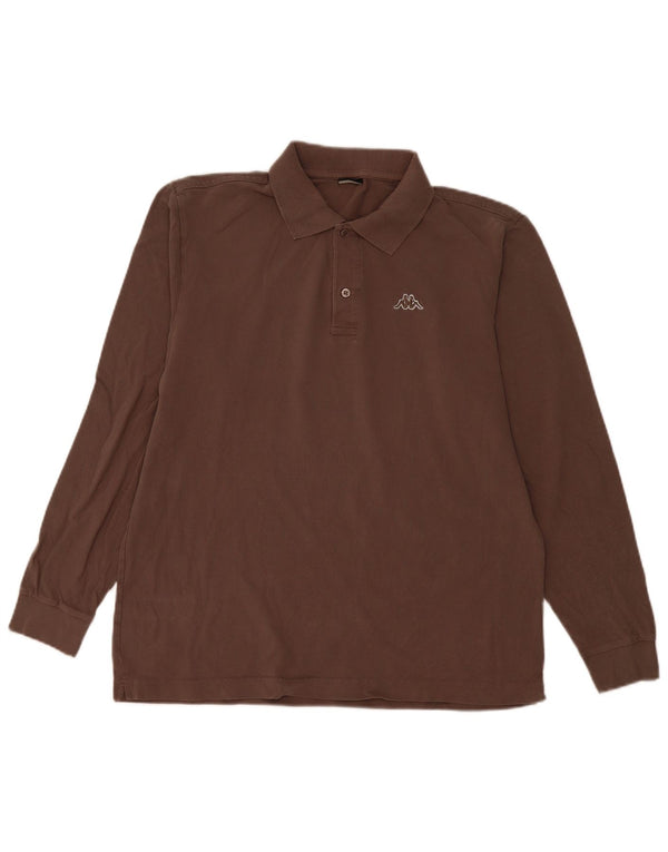 Polo Kappa Uomo Manica Lunga Large Marrone Cotone