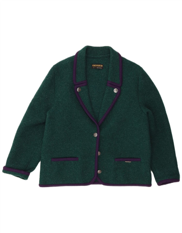 Giacca blazer a 3 bottoni da donna Geiger EU 46 XL lana verde