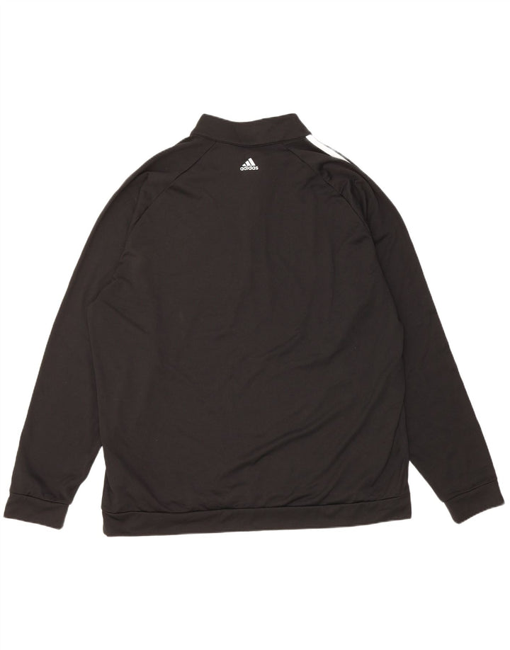 Felpa Adidas da uomo con zip sul collo, maglione XL, poliestere nero