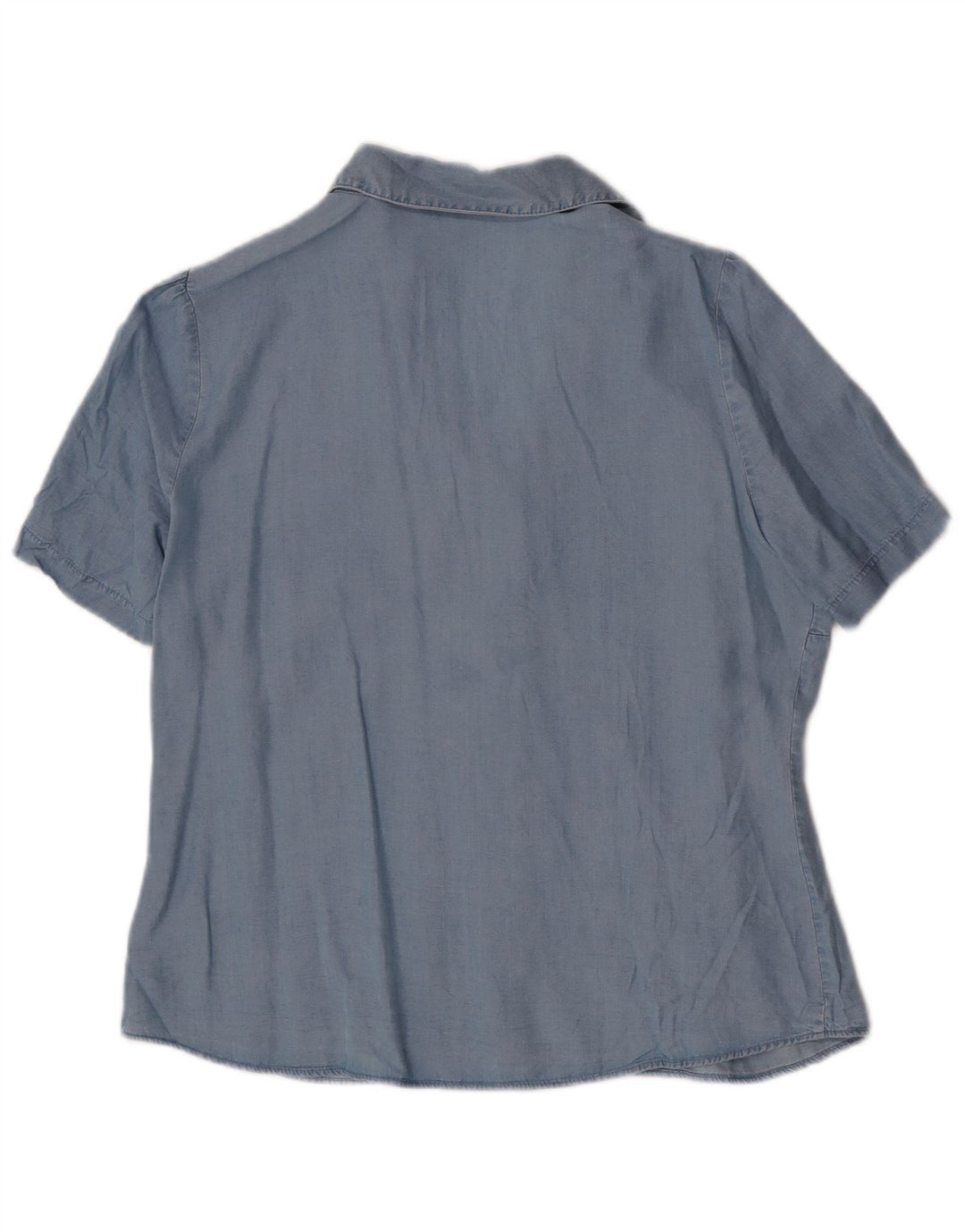 MARKS & SPENCER Camicia a maniche corte da donna UK 14 Large Lyocell blu
